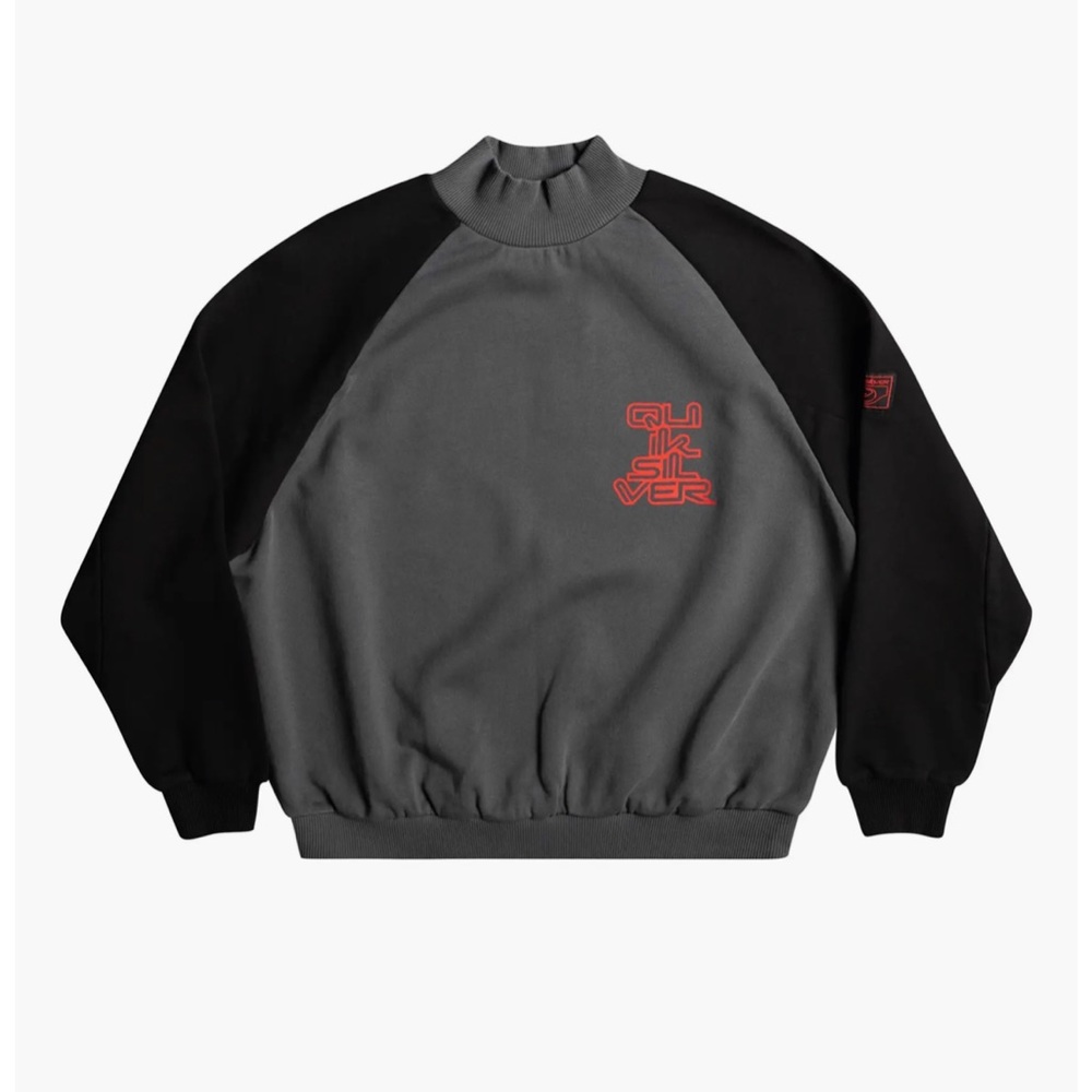 NWT Quiksilver X Stranger things Collab upside down fleece sweater. Black grey